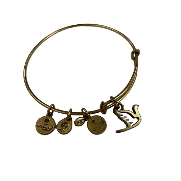 Alex and Ani Dove of Peace Sacred Dove Charm Gold Expandable Bangle Bracelet - Picture 4 of 4